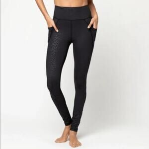 Vie Active Black Gray Leopard Animal Print Full-length Leggings Pants XS